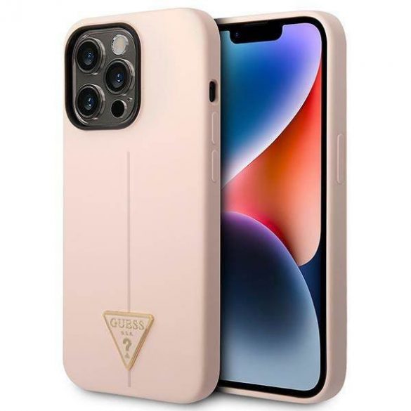 Guess GUHCP14LSLTGP iPhone 14 Pro 6,1" rożowy/roz carcasă rigidă din silicon Husă triunghiulară