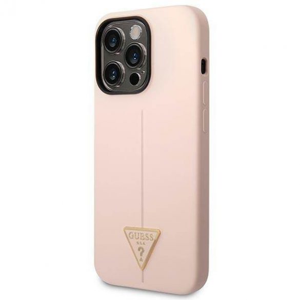 Guess GUHCP14LSLTGP iPhone 14 Pro 6,1" rożowy/roz carcasă rigidă din silicon Husă triunghiulară