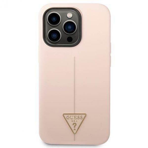 Guess GUHCP14LSLTGP iPhone 14 Pro 6,1" rożowy/roz carcasă rigidă din silicon Husă triunghiulară