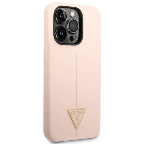 Guess GUHCP14LSLTGP iPhone 14 Pro 6,1" rożowy/roz carcasă rigidă din silicon Husă triunghiulară