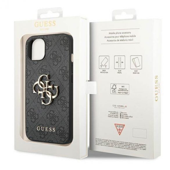 Guess GUHCP14S4GMGGR iPhone 14 / 15 / 13 6,1 inchi szary/gri 4G Big Metal Logo