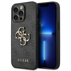 Guess GUHCP14L4GMGGR Carcasă rigidă pentru iPhone 14 Pro 6,1" szary/gri 4G Big Metal Logo