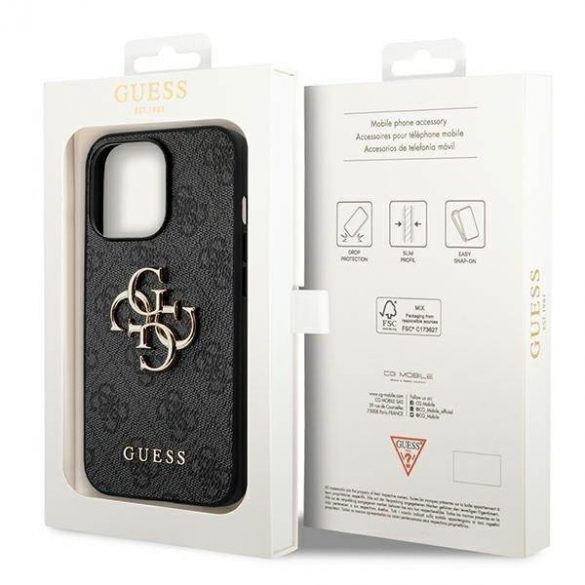 Guess GUHCP14L4GMGGR Carcasă rigidă pentru iPhone 14 Pro 6,1" szary/gri 4G Big Metal Logo