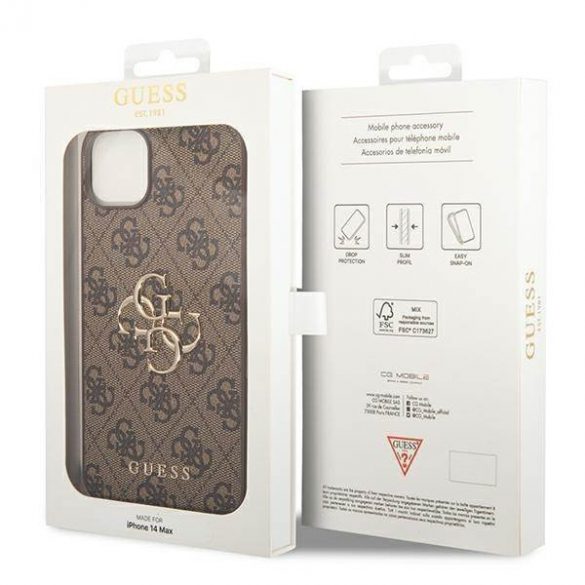 Guess GUHCP14S4GMGBR iPhone 14 / 15 / 13 6.1"maro/maro  hard Husă 4G Big Metal Logo