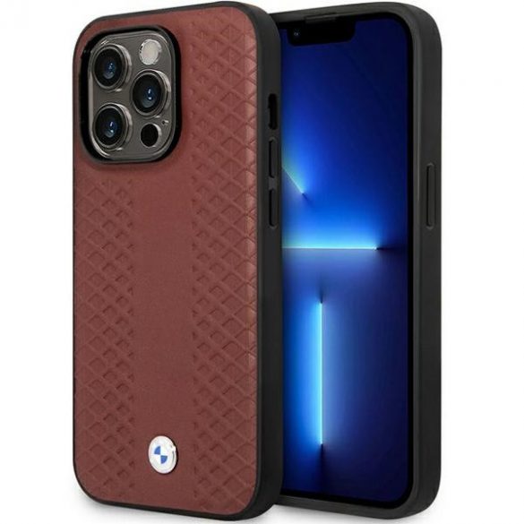 Etui BMW BMHCP14L22RFGR iPhone 14 Pro 6,1 burgundowy/burgundy Leather Diamond Pattern"