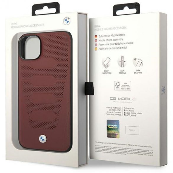 Etui BMW BMHCP14S22RPSR iPhone 14 / 15 / 13 6.1" burgundowy/burgundy Scaune din piele Model