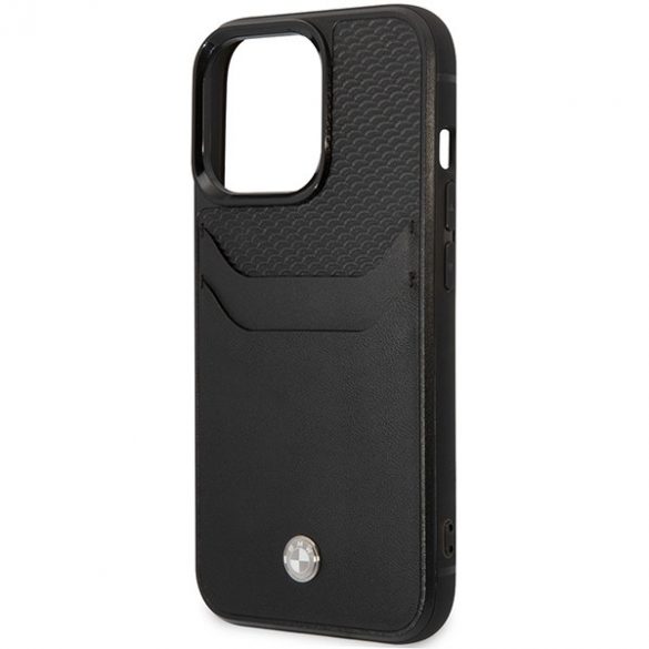 Etui BMW BMHCP14L22RSEPK iPhone 14 Pro 6,1 czarny/negru Slot card piele"