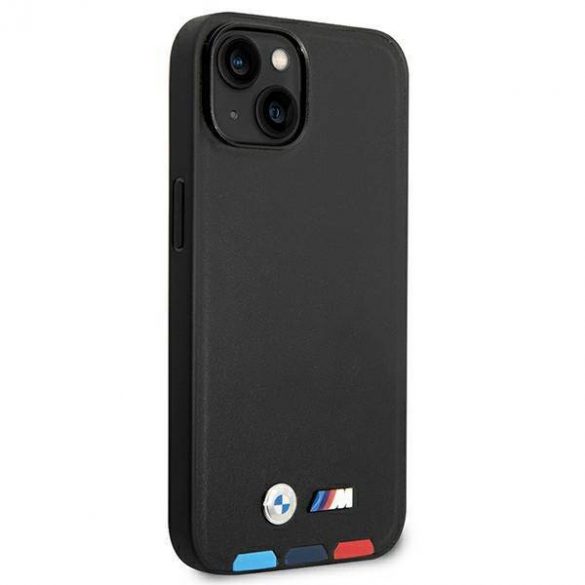 Etui BMW BMHCP14S22PTDK iPhone 14 / 15 / 13 6.1" czarny/black Leather Stamp Tricolor