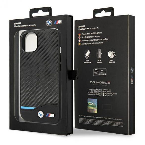 Etui BMW BMHCP14M22NBCK iPhone 14 Plus / 15 Plus 6,7" czarny/black Leather Carbon