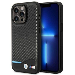 Etui BMW BMHCP14L22NBCK Husă din piele pentru iPhone 14 Pro 6,1" czarny/negru Carbon