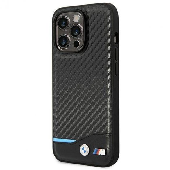 Etui BMW BMHCP14L22NBCK Husă din piele pentru iPhone 14 Pro 6,1" czarny/negru Carbon