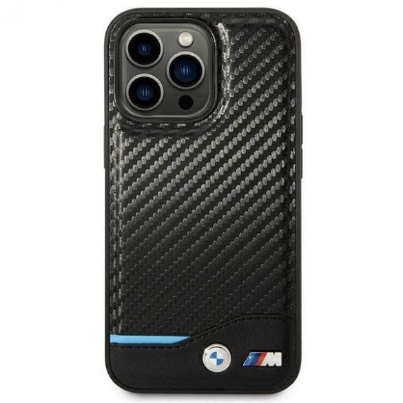 Etui BMW BMHCP14L22NBCK Husă din piele pentru iPhone 14 Pro 6,1" czarny/negru Carbon