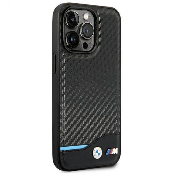 Etui BMW BMHCP14L22NBCK Husă din piele pentru iPhone 14 Pro 6,1" czarny/negru Carbon