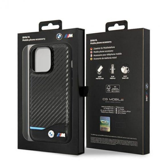 Etui BMW BMHCP14L22NBCK Husă din piele pentru iPhone 14 Pro 6,1" czarny/negru Carbon