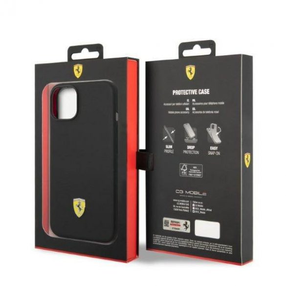 Ferrari FEHMSIP14SBK iPhone 14 / 15 / 13 6.1" carcasă rigidă/neagră Silicone Metal Logo Magsafe