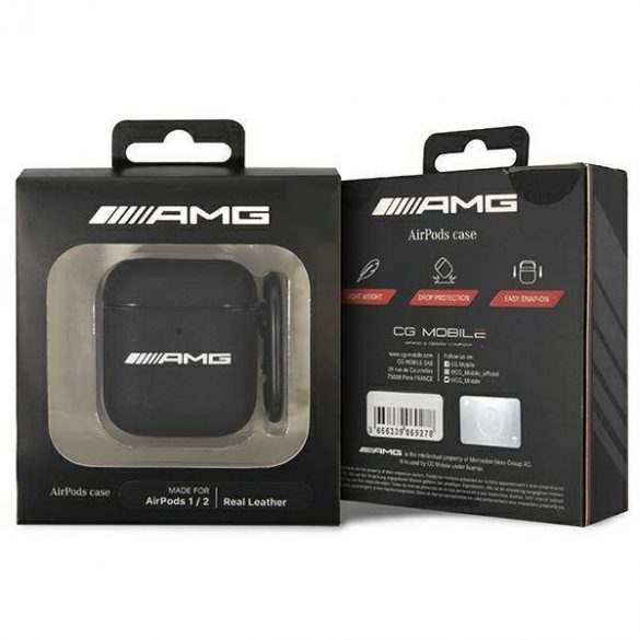 Husă AMG AMA2SLWK AirPods Husă din piele czarny/negru