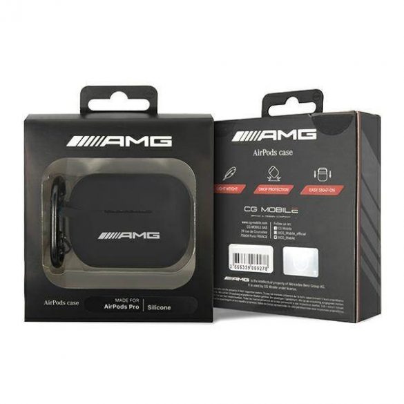 Husă AMG AMAPRBK AirPods Pro Husă cu logo mare din silicon negru/czarny