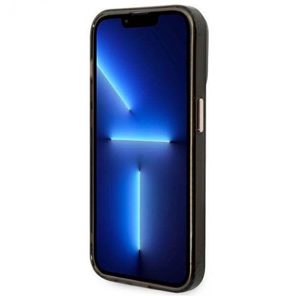 Guess GUHMP14LHTCMK Husă rigidă pentru iPhone 14 Pro 6,1 inchi, neagră/czarny, Gold Outline Husă MagSafe translucidă