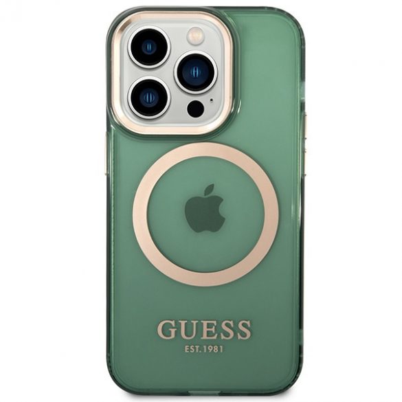 Husă rigidă Guess GUHMP14XHTCMA iPhone 14 Pro Max 6,7 zielony/kaki Gold Outline Translucent MagSafe"