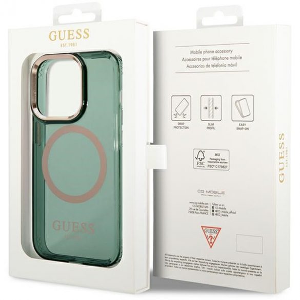 Husă rigidă Guess GUHMP14XHTCMA iPhone 14 Pro Max 6,7 zielony/kaki Gold Outline Translucent MagSafe"