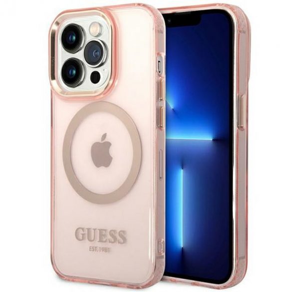 Guess GUHMP14XHTCMP iPhone 14 Pro Max 6,7 rożowy/roz husă rigidă Gold Outline Translucent MagSafe"