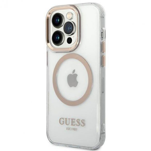 Guess GUHMP14LHTRMD iPhone 14 Pro 6,1" złoty/husă rigidă aurie Husă Metal Outline Magsafe