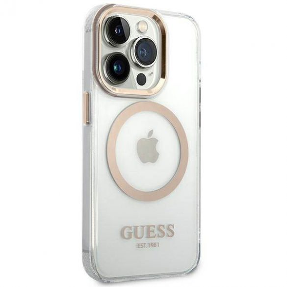 Guess GUHMP14LHTRMD iPhone 14 Pro 6,1" złoty/husă rigidă aurie Husă Metal Outline Magsafe