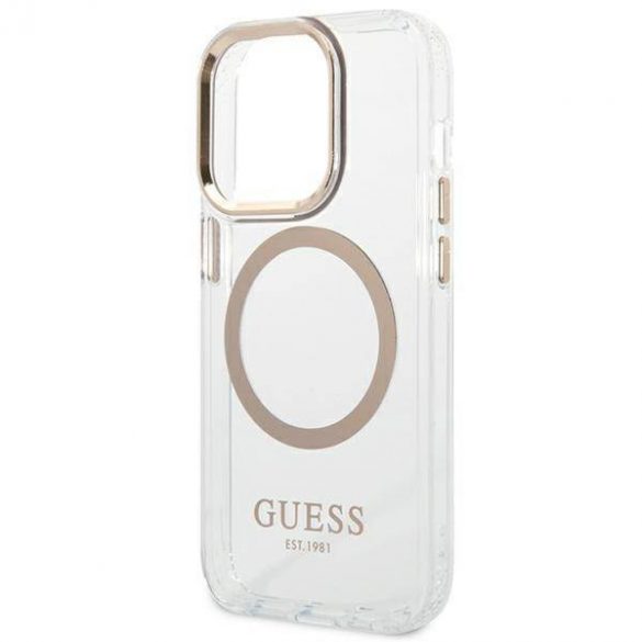 Guess GUHMP14LHTRMD iPhone 14 Pro 6,1" złoty/husă rigidă aurie Husă Metal Outline Magsafe