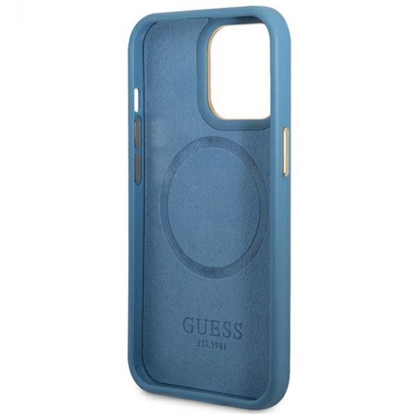 Guess GUHMP14LU4GPRB iPhone 14 Pro 6.1 carcasă rigidă niebieski/albastru 4G Logo Plate MagSafe"