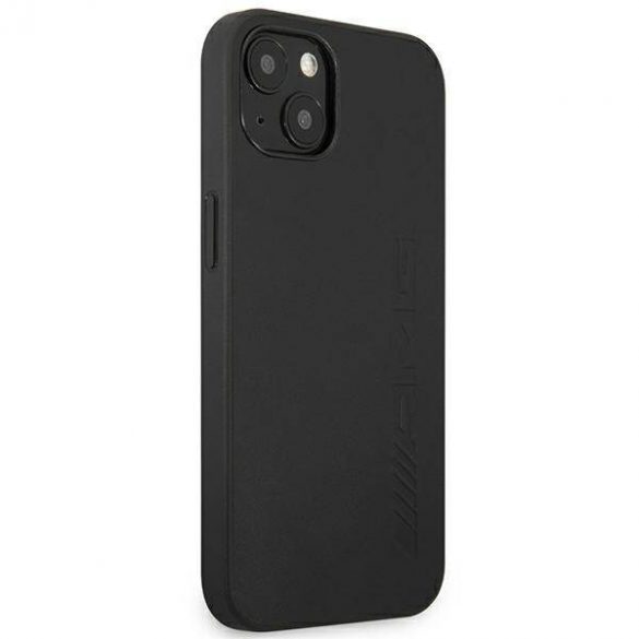 AMG AMHCP14SDOLBK Carcasă rigidă pentru iPhone 14/15/13 de 6,1 inchi/negru din piele, imprimată la cald