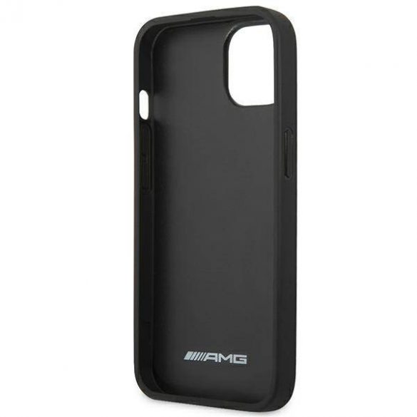 AMG AMHCP14MDOLBK Carcasă rigidă pentru iPhone 14 Plus / 15 Plus de 6,7 inchi/negru din piele, imprimată la cald