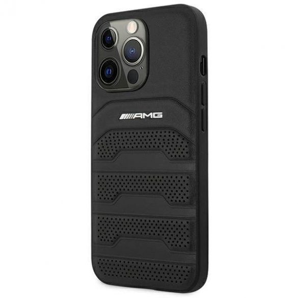 AMG AMHCP14LGSEBK Husă rigidă din piele pentru iPhone 14 Pro de 6,1 inchi/negru