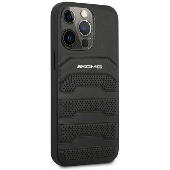 AMG AMHCP14LGSEBK Husă rigidă din piele pentru iPhone 14 Pro de 6,1 inchi/negru