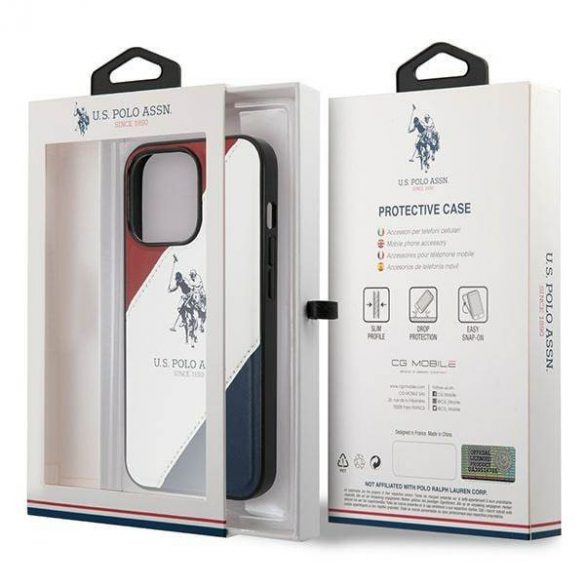 US Polo USHCP14LPSO3 Husa pentru iPhone 14 Pro 6,1" biał/alb Tricolor Embossed