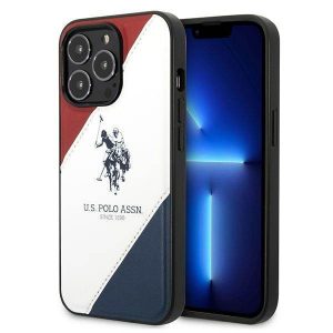 US Polo USHCP14XPSO3 Husa pentru iPhone 14 Pro Max 6,7" biał/alb Tricolor Embossed