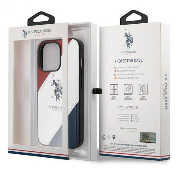 US Polo USHCP14XPSO3 Husa pentru iPhone 14 Pro Max 6,7" biał/alb Tricolor Embossed