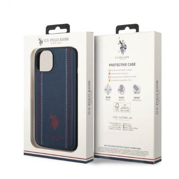 US Polo USHCP14SPFAV iPhone 14 / 15 / 13 6,1" granatowy/bleumarin Cusatura de piele