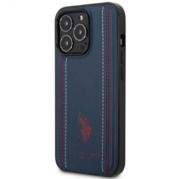 US Polo USHCP14LPFAV iPhone 14 Pro 6,1" granatowy/bleumarin Husă din piele cu cusătură