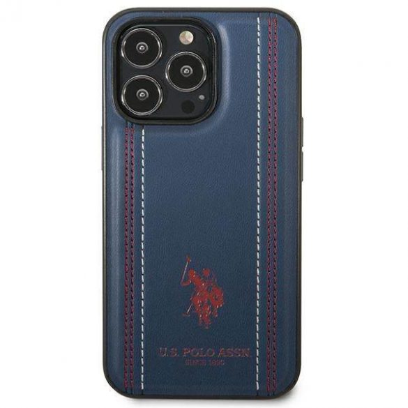 US Polo USHCP14LPFAV iPhone 14 Pro 6,1" granatowy/bleumarin Husă din piele cu cusătură