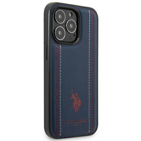 US Polo USHCP14LPFAV iPhone 14 Pro 6,1" granatowy/bleumarin Husă din piele cu cusătură