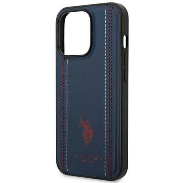 US Polo USHCP14LPFAV iPhone 14 Pro 6,1" granatowy/bleumarin Husă din piele cu cusătură