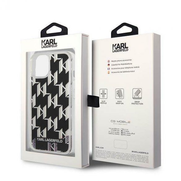 Karl Lagerfeld KLHCP14SLMNMK iPhone 14 / 15 / 13 6,1" hardcase czarny/negru Liquid Glitter Monogram