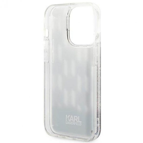 Karl Lagerfeld KLHCP14LLMNMK Husă rigidă pentru iPhone 14 Pro de 6,1 inchi, negru/negru, cu monogramă cu sclipici lichid