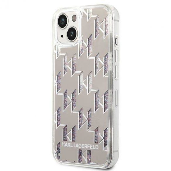 Karl Lagerfeld KLHCP14SLMNMS iPhone 14 / 15 / 13 6,1" hard Husă argintiu/argintiu Liquid Glitter Monogram