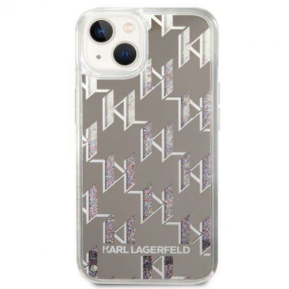 Karl Lagerfeld KLHCP14SLMNMS iPhone 14 / 15 / 13 6,1" hard Husă argintiu/argintiu Liquid Glitter Monogram