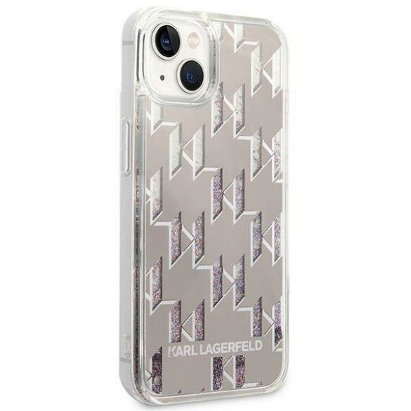 Karl Lagerfeld KLHCP14SLMNMS iPhone 14 / 15 / 13 6,1" hard Husă argintiu/argintiu Liquid Glitter Monogram