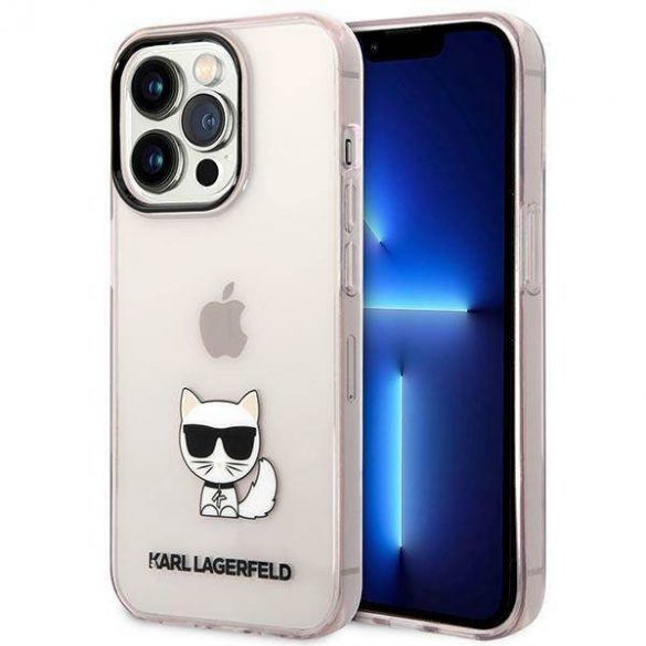 Karl Lagerfeld KLHCP14LCTTRI Husă rigidă pentru iPhone 14 Pro 6,1" rożowy/roz Husă transparentă Choupette Body