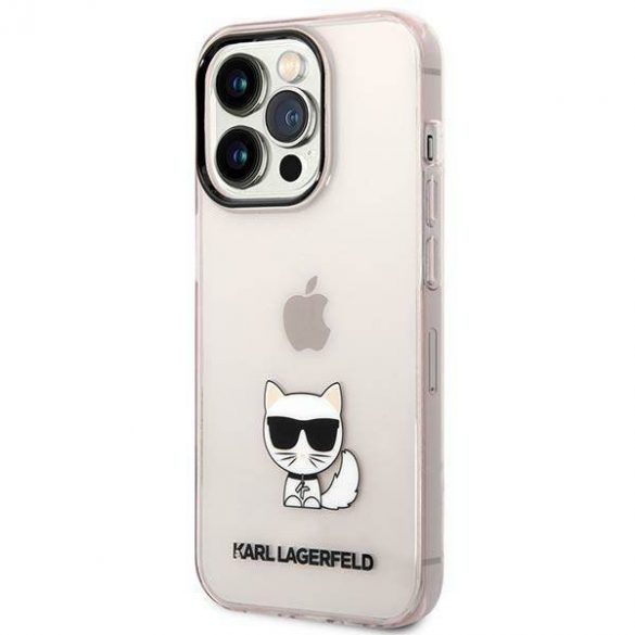 Karl Lagerfeld KLHCP14LCTTRI Husă rigidă pentru iPhone 14 Pro 6,1" rożowy/roz Husă transparentă Choupette Body