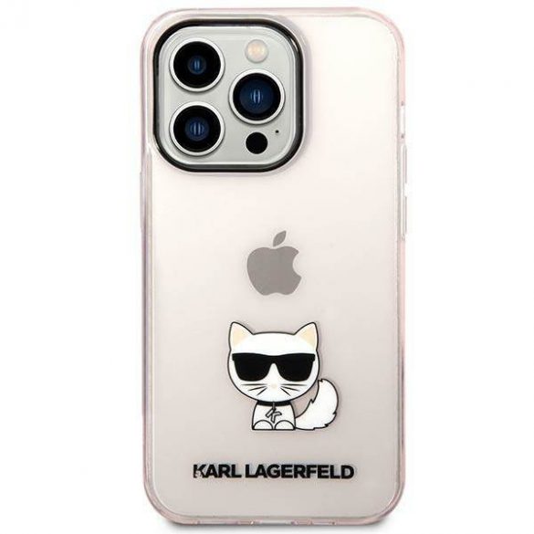 Karl Lagerfeld KLHCP14LCTTRI Husă rigidă pentru iPhone 14 Pro 6,1" rożowy/roz Husă transparentă Choupette Body