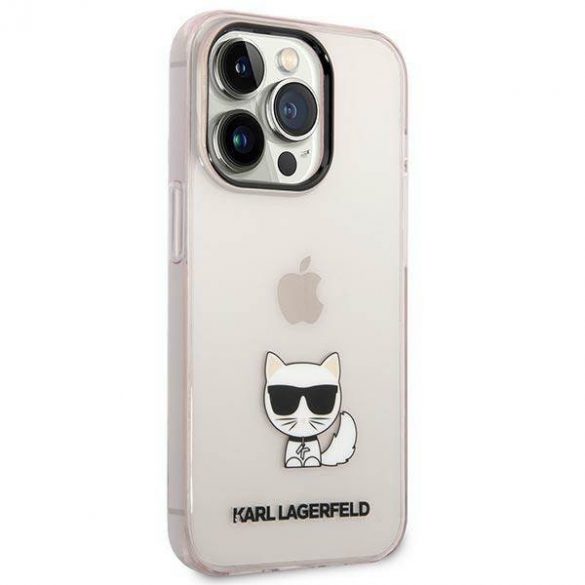 Karl Lagerfeld KLHCP14LCTTRI Husă rigidă pentru iPhone 14 Pro 6,1" rożowy/roz Husă transparentă Choupette Body